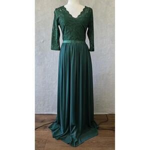 EUC MISSMAY Dress Womens Small Green Lace Maxi Wedding Formal Old Money Feminine